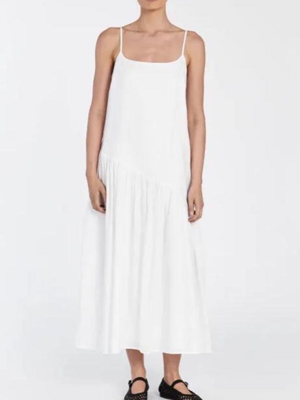 Dissh White Linen Asymmetrical Dress